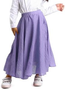 OCHENTA Big Girls Cotton Long Maxi Skirts Casual Renaissance Fairy Boho Victorian Gothic Skirts Violet Tag 150-10-11Y