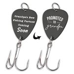 Gift for New Grandpa Funny Fishing Lure Hooks Grandpa's New Fishing Partner Coming Soon Stainless Steel Engraved Lures Pregnancy Announcement Gift for Fisherman Grandpa Christmas Birthday Anniversary