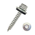 EAGLE 1 Metal Roofing Screws #10 - Painted Hex Head Self-Tapping Screws with EDPM Rubber Washer for Metal to Wood, Vinyl, Small Sheet Metal - Free Magnetic Driver (Zinc, 3 Inch, 500)