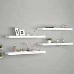 ANTICO WOODENIA® Wooden Floating Wall Shelf| Wall Mount| Wall Rack| Wall Bracket for Home and Office Decor | Big Mounted Cabinets (Large, Set of 4,White)