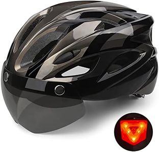 Shinmax Casco Bici con Luce di LED,Certificato CE, Casco con Visiera Magnetica Staccabile Shield Casco da Bici Leggero Regolabile Casco da Bicicletta Unisex Adulto Skateboarding Sci Snowboard 56-62cm