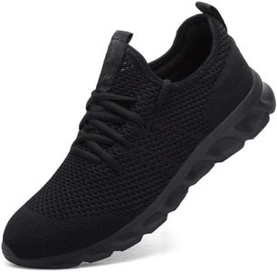 Damyuan Mens Lightweight Athletic Running Walking Gym Shoes Casual Sports Shoes Fashion Sneakers Walking Shoes Black