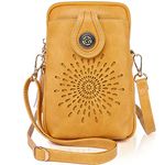 APHISON Designer Phone Bags for Women Crossbody, Sunflower Tassel Vegan Leather Small Crossbody Bags for Women fits Phone Up to 6.7 inches Yellow