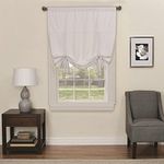 ECLIPSE Blackout Curtains for Kitchen - Kendall 42" x 63" Short Single Panel Tie Up Shades for Small Window, White