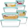 Vtopmart 8 Pack Glass Container Food Storage, Meal Prep Containers, Airtight Lunch Boxes with Leak Proof Locking Lids, for Microwave, Oven, Freezer and Dishwasher, Green