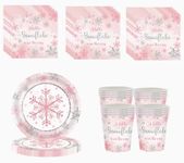 Christmas Party Pink Snowflake Tabl