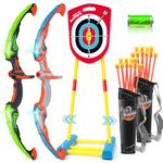 WELIN Bow and Arrow for Kids - Archery Set Toy for Kids 8-12 10-12 with Rechargeable Standing/Wall Target, 20 Arrows, 2 Light Up Bows, 2 Quivers, Shooting Set Games Gifts for Boys/Girls(2 Pack)