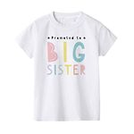 Baby Girl Promoted to Big Sister T Shirts Tops Older Sister Tees Sibling Clothes (Colorful Letters-White, 2-3 Years)