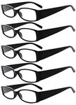 Eyekepper Spring Hinge Plastic Reading Glasses (5 Pack) Readers Women Black +2.75