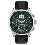 Bulova Classic Chronograph Men's Watch, Stainless Steel with Black Leather Strap, Silver-Tone (Model: 96B310)