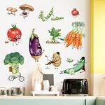 wondever Kitchen Food Wall Stickers Cartoon Vegetables Peel and Stick Wall Art Decals for Kitchen Decor for Wall Cupboard Fridge