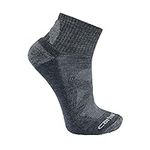 Carhartt Men's Midweight Merino Wool Blend Quarter Sock, Carbon Heather, Large