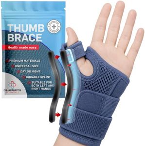 Dr. Arthritis Essentials Thumb Brace, Medical Thumb Splint Right & Left Hand, Wrist and Thumb Support, Dequervains Tenosynovitis Splint, Thumb Spica Splint, Thumb Support for Arthritis (Navy; Single)