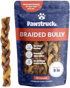 Pawstruck Natural 9” Braided Bully Sticks for Dogs - Tough Long Lasting, Rawhide Free, Low Odor, Healthy Single Ingredient Chew Treat for Aggressive Chewers - 10 Count - Packaging May Vary