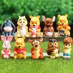 RareGets Charming Winnie The Pooh (Set of 10 pcs), Cartoon Toys for Kids, Iconic Characters, Durable Quality, A Gift for Cartoon Fans -4.5 to 5.5 cm