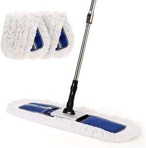CLEANHOME 24" Heavy-Duty Commercial Dust Mop for Hardwood Floors & Large Areas - with 2 Microfiber Pads, Reinforced Telescoping Handle for Stable Cleaning in Homes, Garages & Commercial Spaces