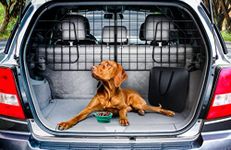 Heavy-Duty Dog Car Barrier, Pet Divider for SUV or Wagons + Free Bonus Collapsible Bowl & Waste Dispenser and Bags, Strong Steel Mesh with Adjustable Panels, Essential Pet Travel Accessories