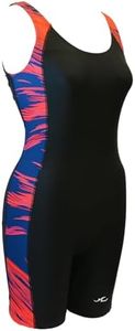 Adoretex Women's Water Aerobics Unitard Boyleg Swimsuit (FU006) - Black/Red - S