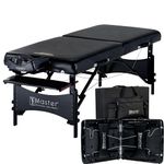 Master Massage 76cm wide Galaxy Luxurious Portable Massage Table Capacity: 300KG W/Carry Bag Massage Couch Beauty Bed, Sleek Black, Oil Proof PU Vinyl