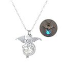 FUTIMELY Luminous Dragon Necklace Vintage Gothic Pterodactyl Pendant Necklace Glow in the Night Dragon Sword Necklace Necklace Personality Halloween Stegosaurus Animal Jewelry for Men Women, Copper,