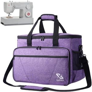 Golkcurx Sewing Machine Case with Removable Padding Pad, Tote Bag for Sewing Machine with Shoulder Strap for Most Standard Singer, Brother, Janome, Purple
