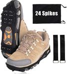 Ice Snow Grips for Boots Spikes Crampons Snow Shoes Ice Grippers Traction Cleats for Footwear with 24 Stainless Steel Spikes for Walking, Jogging, Climbing, Hiking