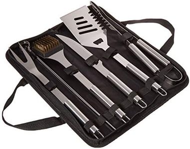 Home-Complete BBQ Grill Tool Set- Stainless Steel Barbecue Grilling Accessories with 7 Utensils and Carrying Case, Includes Spatula, Tongs, Knife,Silver