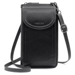 REETEE Phone Bags for Women Crossbody RFID Blocking Leather Cross Body Bag Mobile Phone Purse 12 Card Slots, Shoulder Bag with Zip Coin and Small Phone Cross Body Bag for Women (Black)