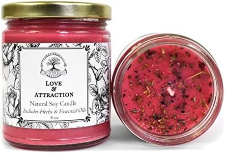 Love & Attraction Soy Spell Candle | 9 Oz Natural Soy Wax | Made with Herbs & Essential Oils | Romance & Relationships Rituals | Wiccan Pagan Hoodoo