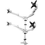 StarTech.com Desk Mount Quad Monitor Arm – Premium Articulating VESA 4 Monitor Mount 2x2 up to 27" – Ergonomic Height Adjustable Pole Mount - Tilt/Swivel/Rotate - C-Clamp/Grommet - Silver (ARMQUADPS)