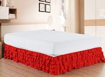 Elegant Comfort Luxurious Premium Quality 1500 Premier Wrinkle and Fade Resistant Hotel Quality Microfiber Multi-Ruffle Bed Skirt - 15inch Drop, Twin, Red