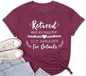 Retired Grandma T-Shirt Women Funny Retirement Gift Shirt Retiring Mama Letter Print Short Sleeve Tee Tops, Purple, Small