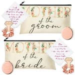 Y1tvei 8Pcs Flower Mother of The Groom and Bride Gifts Set Mother of The Bride Canvas Cosmetic Bag Small Makeup Mirror Handkerchief Rose Gold Scrunchies Engagement Wedding Gifts for Mom Mother in Law