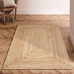 Ramanta Home Hand Woven Jute Braided Rug 2'x3' - Natural, Boho Reversible Floor Carpet for Living Room, Farmhouse Accent Rugs for Kitchen, Nursery, Kids Room, Bedroom, Patio - 24X36 Inch