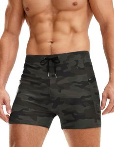 G Gradual Men's Swimsuit Trunks with Zipper Pockets Quick Dry Swimwear Bathing Suit Swim Briefs Board Shorts for Men, Green Camo, Medium