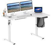 SHW 55-Inch L-Shaped Electric Height Adjustable L-Shaped Standing Desk, White