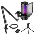 Audio Array Professional RGB USB Condenser Mic Kit | AI Noise-Cancellation, Mute, Monitoring & Volume Controls | 192kHz/24bit Studio Quality | Gaming, Streaming, Podcast | Mac/PC/Mobile | AM-C46