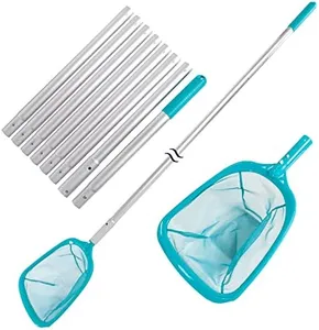 U.S. Pool Supply 11.5 Foot Swimming Pool Leaf Skimmer Net with Telescopic Aluminum Pole, 8 Sections - 6" Deep Ultra Fine Mesh Netting Basket, Remove Finest Debris, Adjustable Length, Clean Spas, Ponds