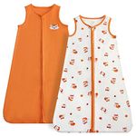 DaysU Cotton Baby Wearable Blanket, Sleeveless Baby Sleep Sack with Two-Way Zipper, Baby Wearable Blanket for Newborn Baby Boys 12-18 Months, 2-Pack, Orange Fox, 0.5 TOG