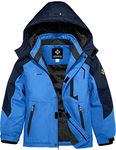 GEMYSE Boy's Waterproof Ski Snow Jacket Hooded Fleece Windproof Winter Jacket(Sky Blue,10/12)