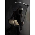 Pitaara Box Grim Reaper With A Death Book | Unframed Canvas Painting for Bedroom & Living Room | 20 x 28.6 inch (51 x 73 cms)