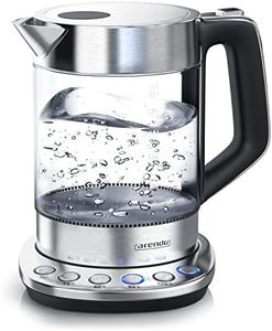 Arendo - Bouilloire électrique en verre avec contrôle de la température - Fonction de rétention de la chaleur - Capacité 1,5 litres - Verre borosilicaté robuste