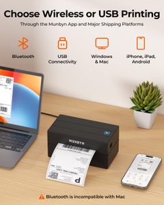 MUNBYN Bluetooth Shipping Label Printer 4x6 – Thermal, 25 Labels, Black