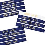 Hen Party Sashes,12Pcs Bridesmaid Sashes Set for Hen Night Party,11 Pcs Black with 1 Pcs White Sashs Gold Text Hen Party Decoration (B)