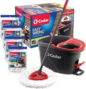 O-Cedar Easywring Microfiber Spin Mop & Bucket Floor Cleaning System with 4 Extra Refills