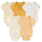 MAMIMAKA Baby Girls Short Sleeve Bodysuit Baby Grow Cotton Vest 5-pack,0-3 Months