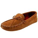 Minnetonka Men's Double Bottom Fleece Slipper, Brown, 8 M US