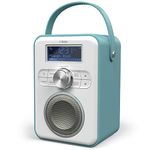 DAB/DAB+/FM Radio with Bluetooth, Mains and Battery Powered Portable DAB Radios Rechargeable Digital Radio with USB Charging for 10 Hours Playback Duck Egg