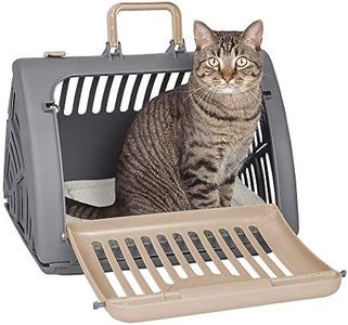 SportPet Designs Foldable Travel Cat Carrier with A Bed - Front Door Plastic Collapsible Carrier