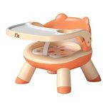 JUNIOR JOE 2 in 1 Feeding Chair & Booster Seat with Detachable Dining Food Tray and PU Cushion pad 4 Leg Dining Chair for Kids and Toddler (Orange-1-2 Year Old)